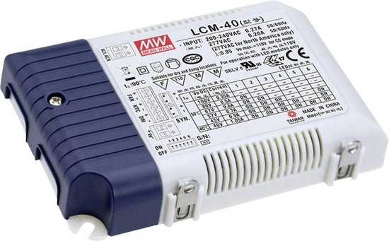 Mean Well LCM-40 LED-driver Constante stroomsterkte 42 W 0.35 - 1.05 A 2 - 80 V/DC PFC-schakeling, Overbelastingsbesche