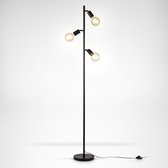 Bol.com B.K.Licht - Industriële Vloerlamp - voor binnen - voor woonkamer - zwarte staande lamp - staanlamp - metalen leeslamp - ... aanbieding