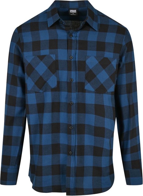 Urban Classics - Checked Flanell Overhemd - 4XL - Blauw/Zwart