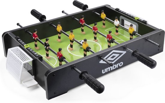 Afbeelding van het spel Umbro Tafelvoetbal - Tafelmodel - met 12 Spelers - Incl. 2 Mini Voetballen - Tafelvoetbalspel - Zwart