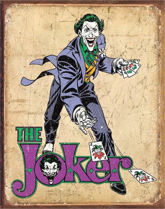 The Joker.  Metalen wandbord 31,5 x 40,5 cm.​