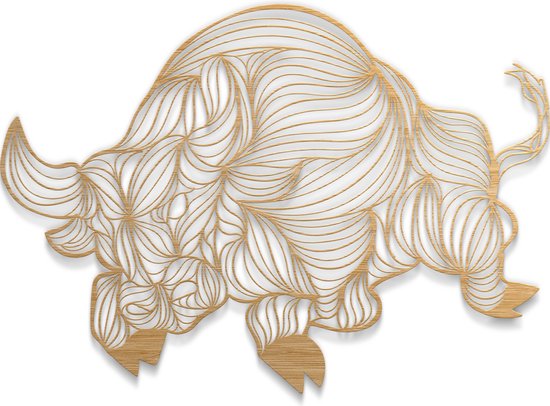 Taureau géométrique - H Line L 74cm (XL) - Tête de taureau - Dessin au trait - Art