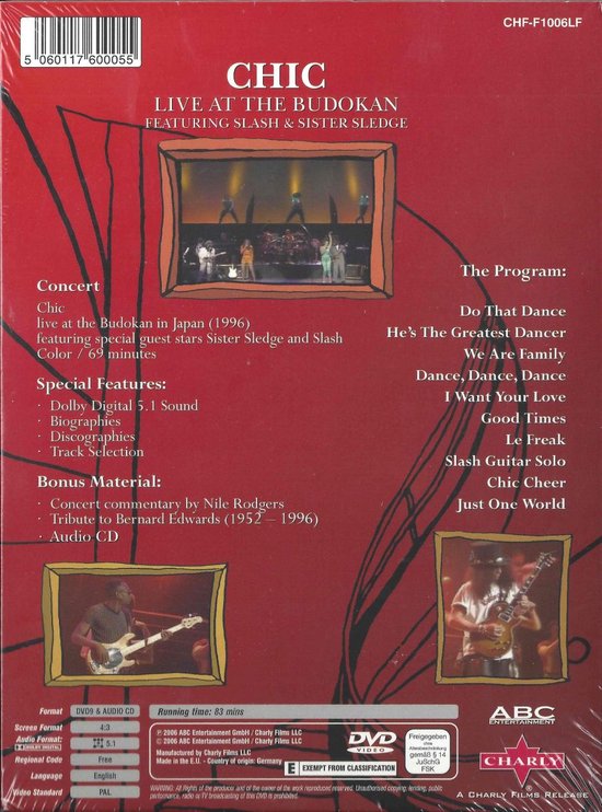 ミュージック Chic Live In Japan DVD Chic Live At The Budokan - Nile Rodgers - DVD met Sister Sledge