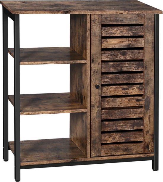 Signature Home Dressoir - keukenkast met 3 planken - badkamermeubel - gangplank - woonkamer - slaapkamer - hal - keuken - 70 x 30 x 81 cm - industrieel design - vintage bruin - zwart