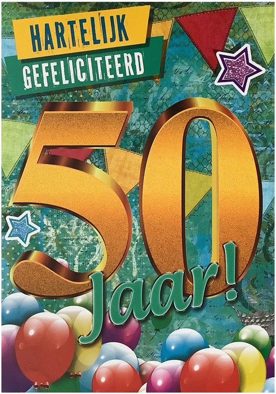 Verjaardagskaart 50 Jaar - Wenskaart Verjaardag - Kaart 50 Jaar | bol.com