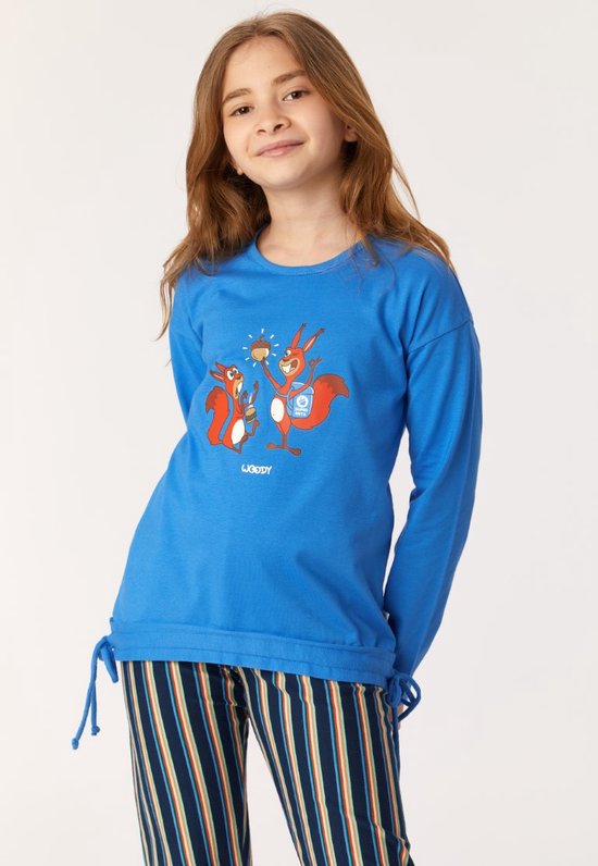 Umeki Vaag verdacht Woody Meisjes-Dames Pyjama blauw - maat 092/2J | bol.com