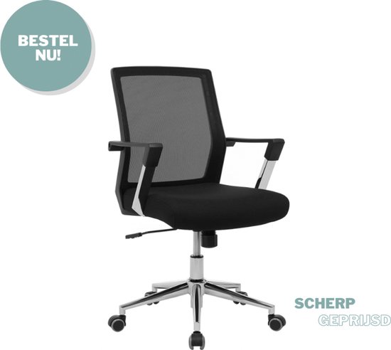 Chaise de bureau pour adultes - Ergonomique - Métal - Zwart - 55x57x101,5