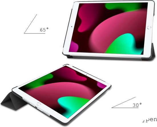 Hoesje - Geschikt voor Apple iPad 7 (2019) - 10.2 inch - Dun & Stevig - Trifold Bookcase - Hard Cover - Hardcover Book Case - Tablet Hoes - Zwart