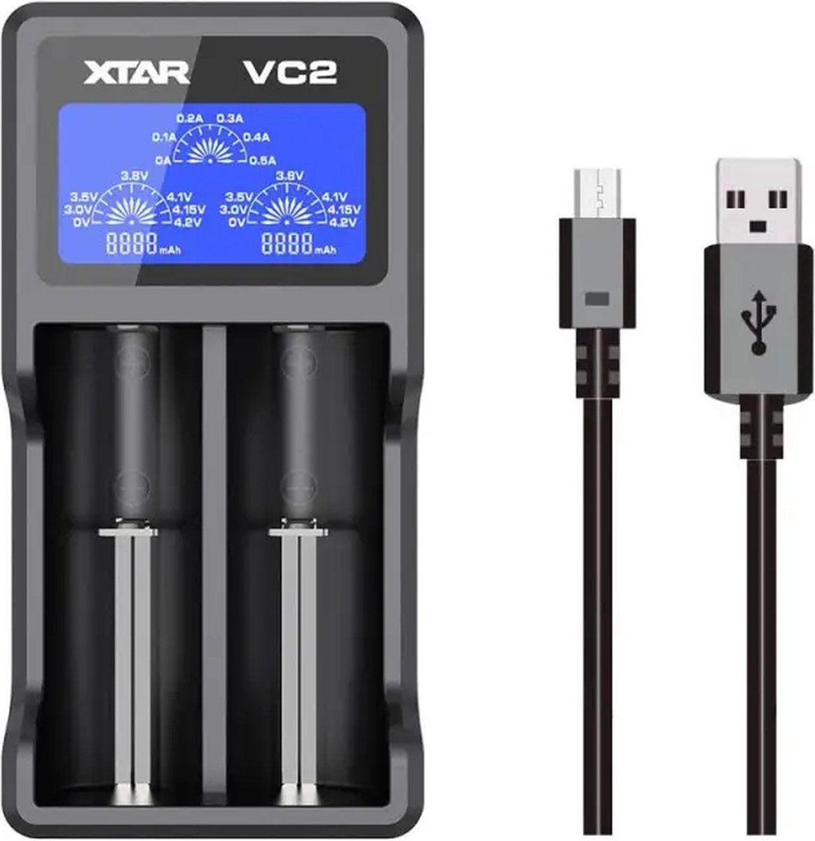 XTAR VC2 Ni-MH & Li-ion USB batterij - oplader
