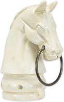 Aankoppelpaal - Paardenkop hond accessoire - Wit sculptuur - 30,1 cm hoog