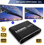 Forexa HDMI Splitter – 1 In 2 Uit – 2 Poorts – 2 Uitgangen – 4K en Lager – HDMI Verdubbelaar – Inclusief Gratis 1.5m HDMI Kabel