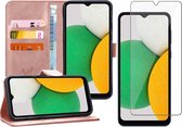 Hoesje geschikt voor Samsung Galaxy A03 Core - Book Case Leer Wallet Cover Portemonnee Pasjeshouder Hoes Roségoud - Tempered Glass Screenprotector