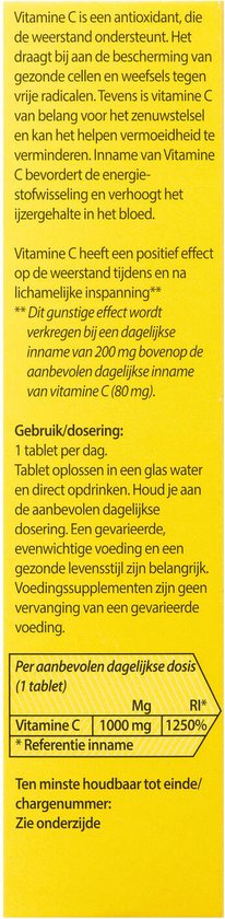 Roter Vitamine C 1000mg bruis - Hoge dosering vitamine C ter ondersteuning van je weerstand - 40 bruistabletten met citroensmaak