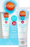 Vision Ski & Sport zonnebrandcrème SPF 30, met grote en kleine tube in de verpakking.