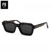 PB Sunglasses - Dijon Demi Black. - Zonnebril heren en dames - Gepolariseerd - Zwart acetaat frame - Rechthoekige zonnebril stijl