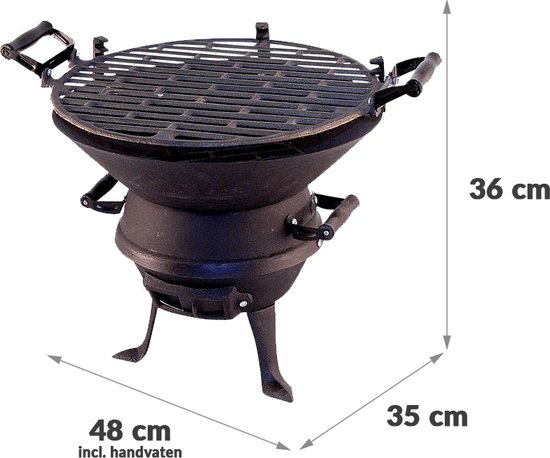 Potkachel Houtskoolbarbecue - 35 cm - Gietijzer - THM