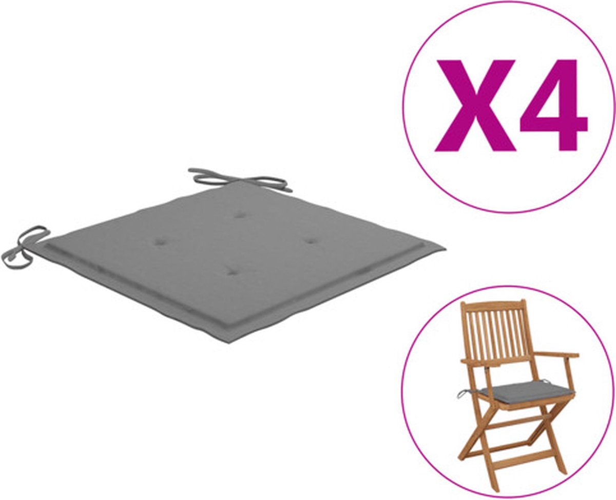 vidaXL - Tuinstoelkussens - 4 - st - 40x40x4 - cm - oxford - stof - grijs