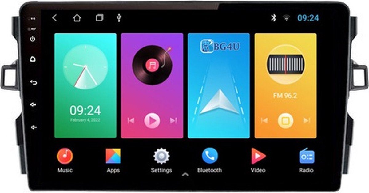 BG4U - Navigatie radio Toyota Auris 2007-2012, Android OS, Apple Carplay, Android Auto, 9 inch scherm, Canbus, GPS, Wifi, Bluetooth