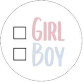 Girl boy stickers - gender reveal - geboorte - 24 stuks - 40mm - sluitstickers