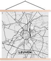 Porte-affiches avec affiche - Affiche scolaire - Plan de la ville - Zwart et Wit - Carte - Louvain - België - Plan d'étage - 120x120 cm - Lattes vierges
