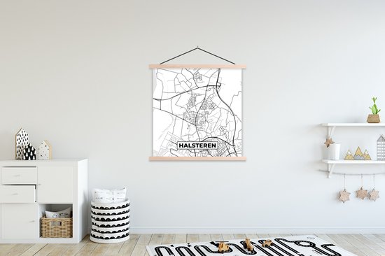 Porte-affiche avec affiche - Affiche scolaire - Plan de la ville - Halsteren - Carte - Carte - 120x120 cm - Lattes vierges