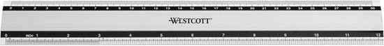 Westcott liniaal - 30cm / 12 inch - aluminium - met anti slip - AC-E10191 - Westcott