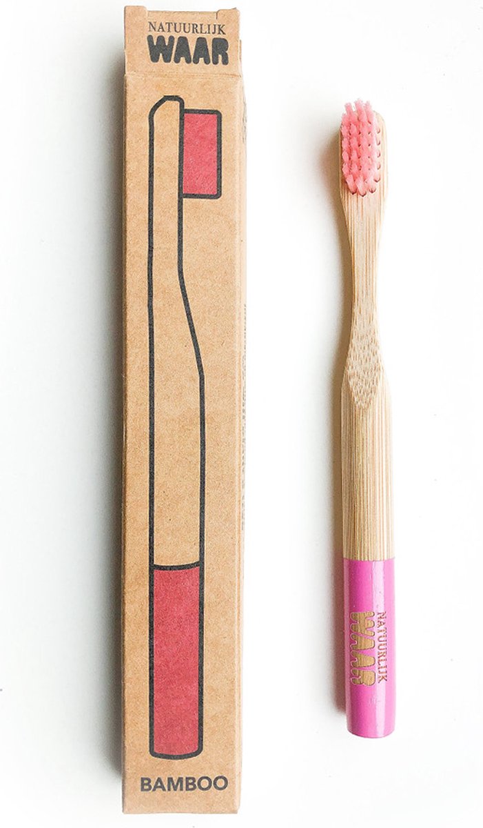 NatuurlijkWAAR - Bamboe tandenborstel kids - Roze