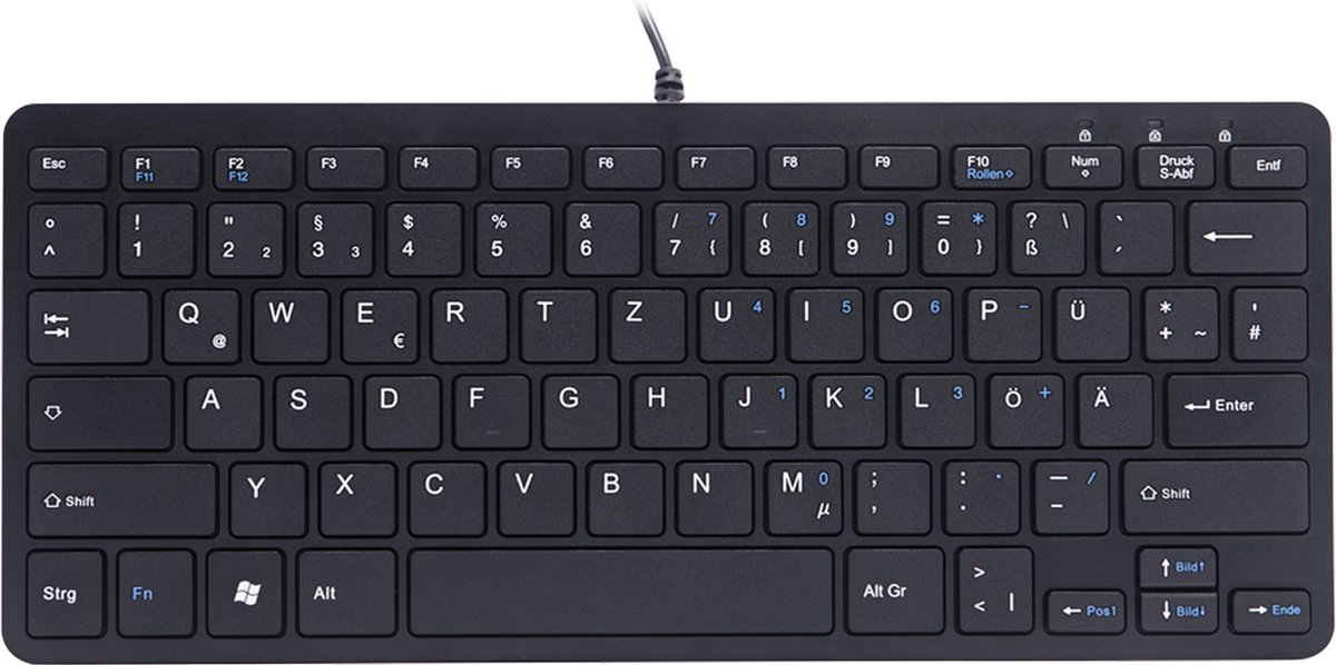R-Go Compact toetsenbord - Platten toetsen - USB bedraad - QWERTZ(DE) - Zwart