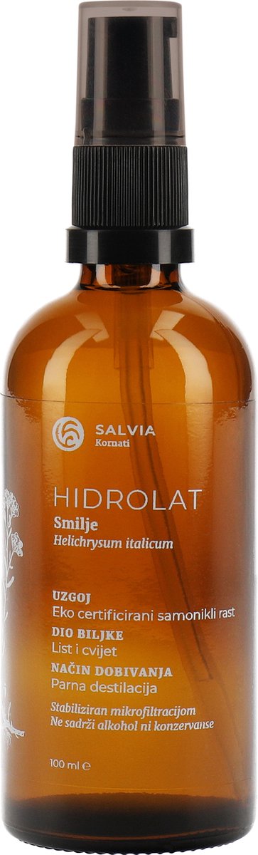 SALVIA KORNATI - Immortelle Hydrosol 100 ml - Helichrysum italicum - strobloem - kerrieplant - droogbloem - sint janskruid - tonic - essentiele olie - Wilde groei - klein familiebedrijf uit Kroatie (National park Kornati)