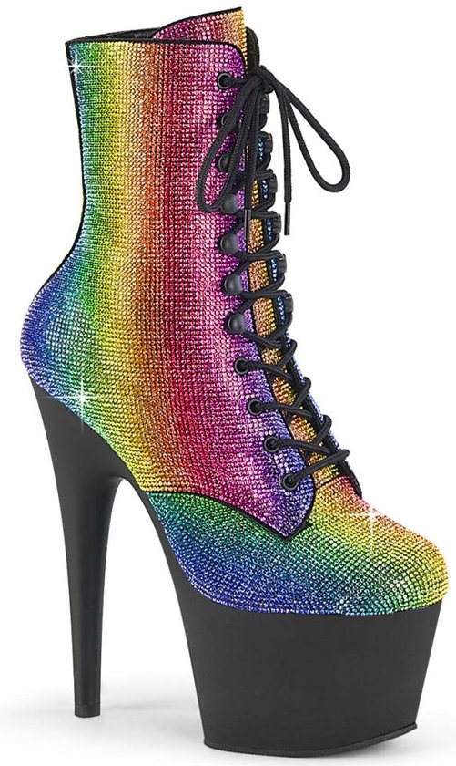 Pleaser Platform Bottes femmes, Pole Dance Shoes -40 Shoes- ADORE-1020RS US 10 Rainbow/ Zwart
