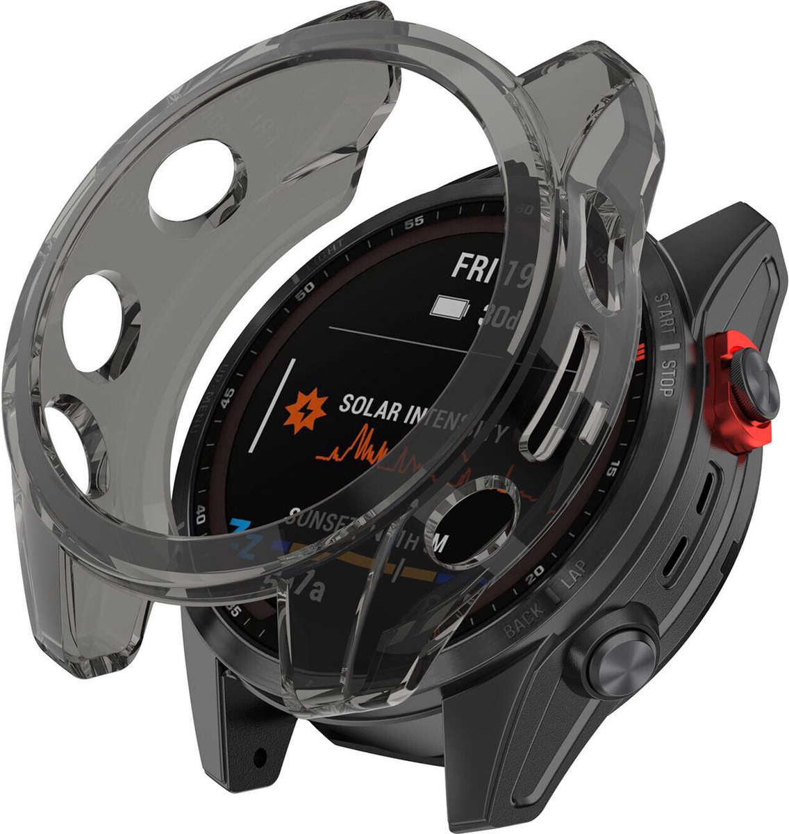 Strap-it TPU case - zwart bescherm hoesje geschikt voor Garmin Fenix 7 / Fenix 7 Solar - zwarte beschermhoes voor de normale Fenix 7