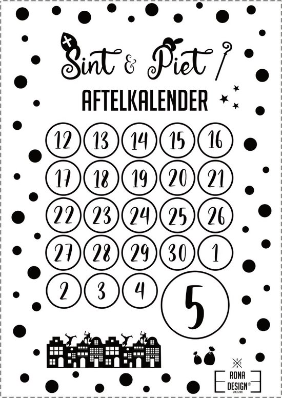 1X - Aftelkalender Sint & Piet - Rona Design® - Kalender - Aftellen -  Sinterklaas -... | Bol.Com