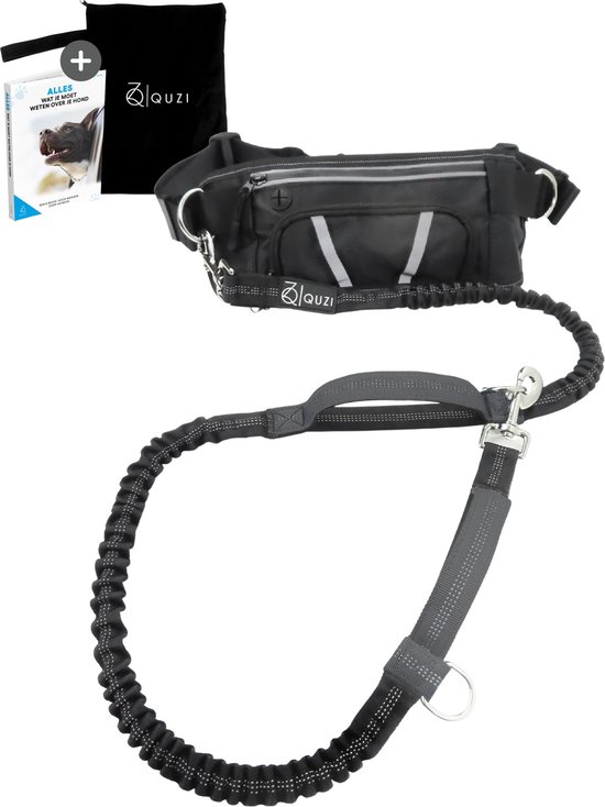 Canicross Looplijn Hond met Heupriem voor Hardlopen - Elastische Handsfree Hondenriem - Honden Trainingslijn - 150/200cm - Grijs