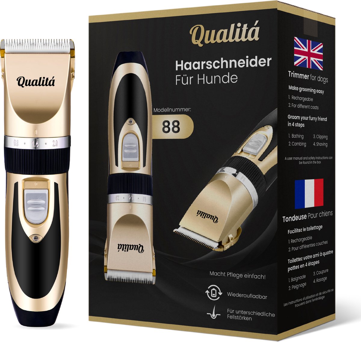 Qualitá® Professionele Honden Tondeuse Set Tondeuse voor Huisdier Honden en Katten