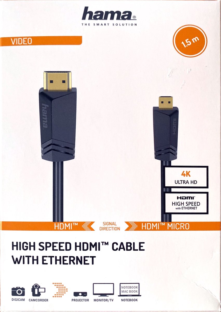 HAMA HDMI-kabel naar microHDMI 1,5 m