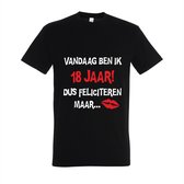 18 Jaar Verjaardag Cadeau - T-shirt Vandaag ben ik 18 jaar dus feliciteren maar | XXL | Zwart