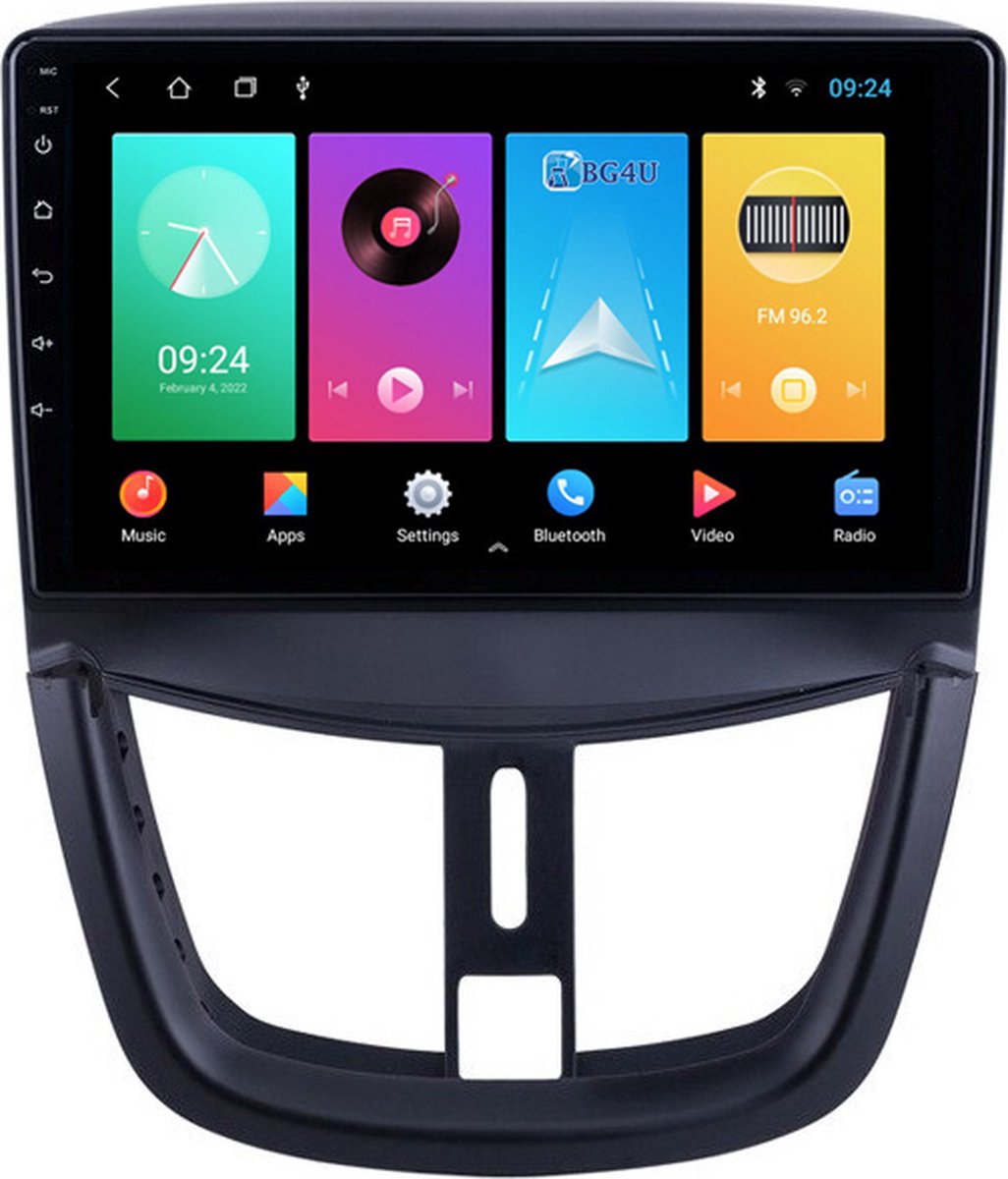 Navigatie radio Peugeot 207 2006-2015, Android, Apple Carplay, 9 inch scherm, GPS, Wifi, Bluetooth