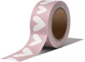 masking tape Hart Roze Wit decoratie washi papier tape 15 mm x 10 m