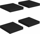 vidaXL - Wandschappen - zwevend - 4 - st - 23x23,5x3,8 - cm - MDF - zwart