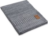 Knit Factory Zoë Gebreid Plaid - Woondeken - Kleed - Licht Grijs mêlee - 160x130 cm