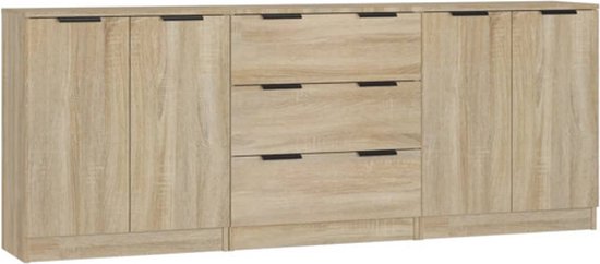 vidaXL 3 pcs Commodes Bois décoré Chêne Sonoma Coloré