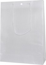 Kunststof draagtasjes katoenen koorden, 20x8x25cm (semi-transparant) frosted white (10 stuks)