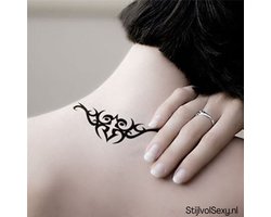 3x Tribal tattoo voor nek of rug / Plak Tatoeages / Tijdelijke Tattoos / Nep Tatoeage / 8,5 cm x 1,5 cm