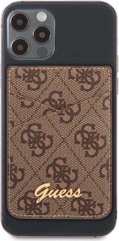 Guess 4G PU Leather Pasjes houder - Geschikt voor Apple iPhone 12 of Later - Bruin