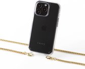 Apple iPhone 13 Pro silicone hoesje transparant met oortjes en lange gouden ketting