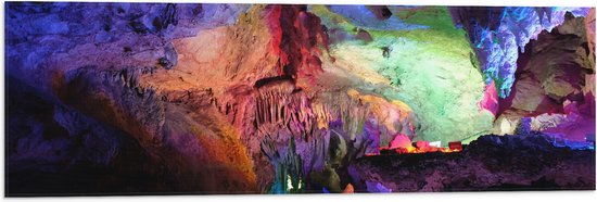 WallClassics - Drapeau - Lumières colorées dans une grotte - Photo 90x30 cm sur drapeau en polyester