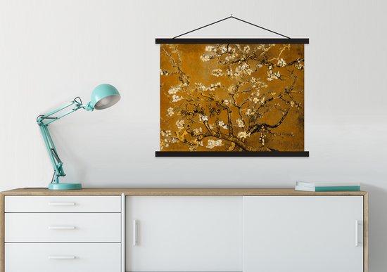 Affiche scolaire - Fleur d'amandier - Vincent van Gogh - Or - 60x45 cm - Lattes noires