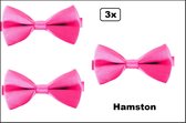 3x Vlinder strik donker roze - Hamston Festival thema feest party gala feest hollywood