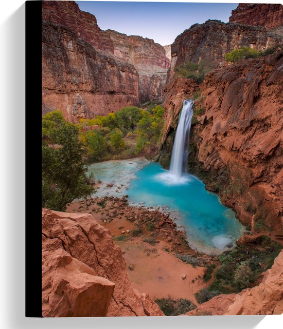 WallClassics - Canvas  - Havasu Falls Waterval in de Grand Canyon - 30x40 cm Foto op Canvas Schilderij (Wanddecoratie op Canvas)