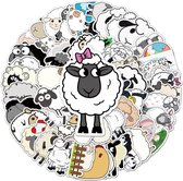 50x sticker Schaap - Schattige Schapen Kinderstickers - Getekende schapenstickers voor op de fiets, beker, laptop, schoolspullen, kamer, etc - Lammetjes - Animals - Sheep - Farm